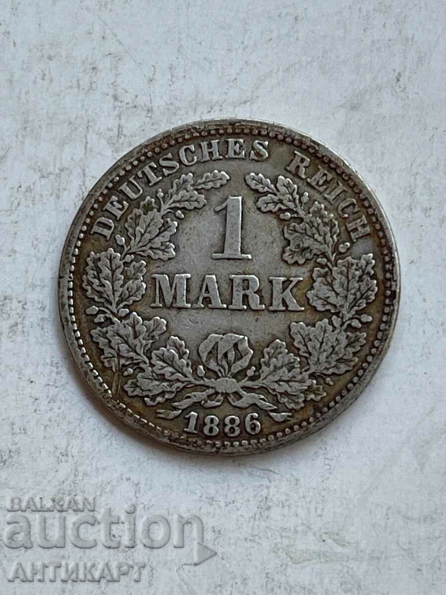 рядка сребърна монета 1 марка Германия сребро 1886 G