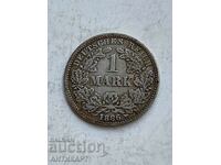 σπάνιο ασημένιο νόμισμα 1 μάρκα Γερμανία ασήμι 1886 G