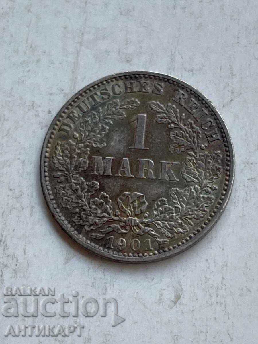рядка сребърна монета 1 марка Германия сребро 1901 J