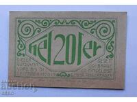 Banknote-Austria-G.Austria-Lochen-20 Heller 1920-green
