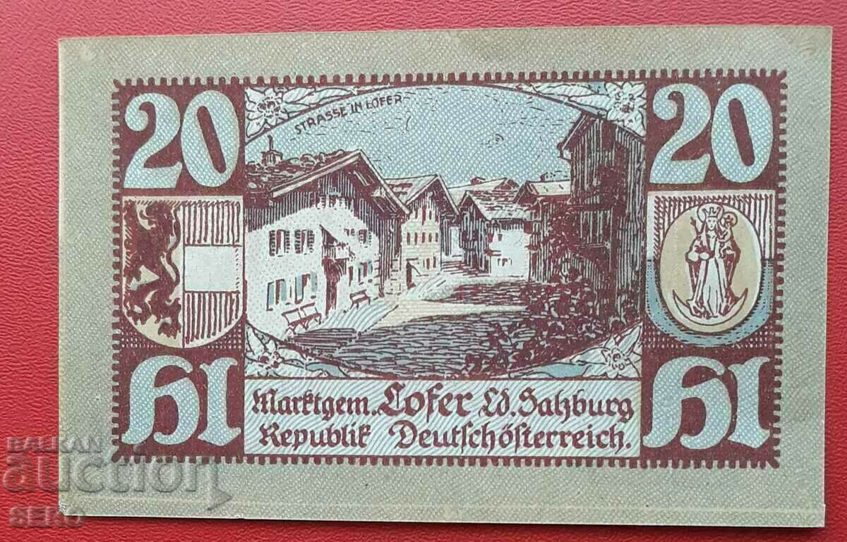 Bancnota-Austria-Salzburg-20 Heller 1921