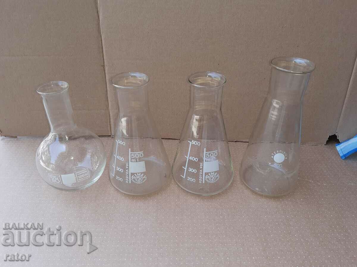 Heat-resistant flasks 500 ml - 4 pieces. Laboratory glassware