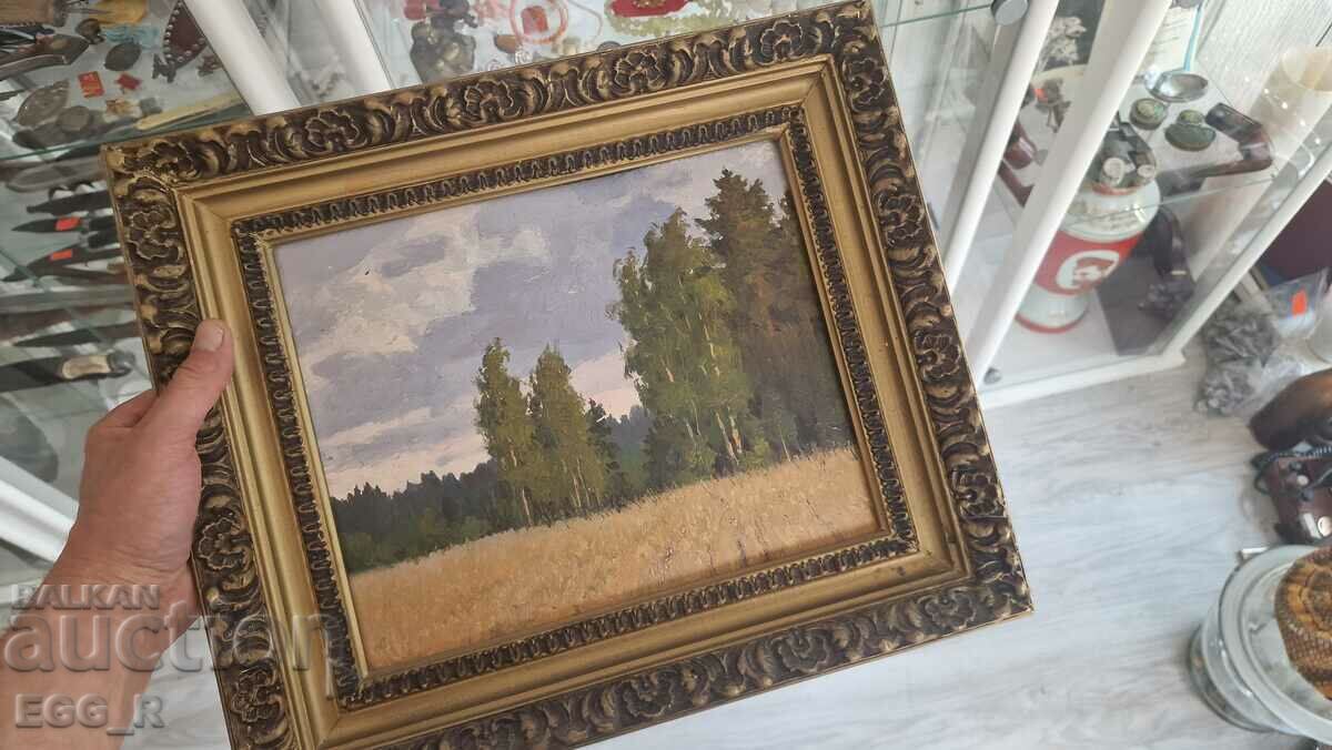 Old landscape oil painting framed signed