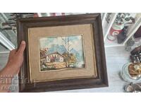 Old landscape oil painting framed