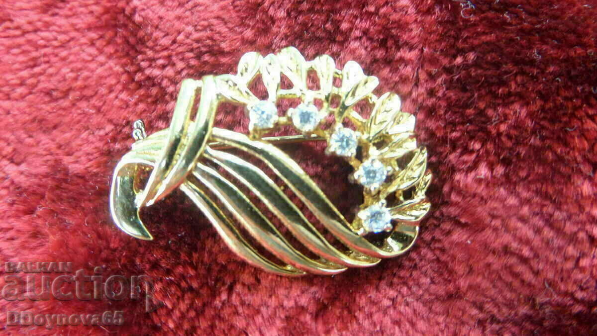 Δημοπρασία Επιχρυσωμένη καρφίτσα με 5 τεμ. διαμάντια Δημοπρασία Επιχρυσωμένη καρφίτσα με 5 τεμ. διαμάντια