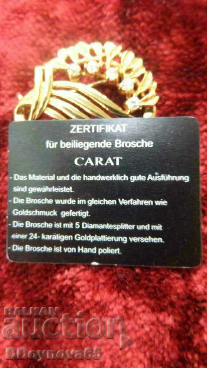 Επιχρυσωμένη καρφίτσα με 5 τεμ. διαμάντια - 6 Επιχρυσωμένη καρφίτσα με 5 τεμ. διαμάντια - 6