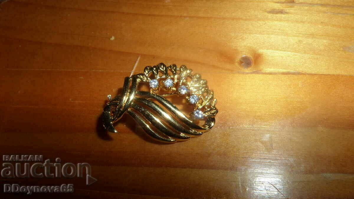 Επιχρυσωμένη καρφίτσα με 5 τεμ. διαμάντια - 7 Επιχρυσωμένη καρφίτσα με 5 τεμ. διαμάντια - 7