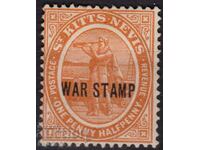 GB/St.Kitts-Nevis-1918-Red.Columbus cu „Ștampila de război”, MLH