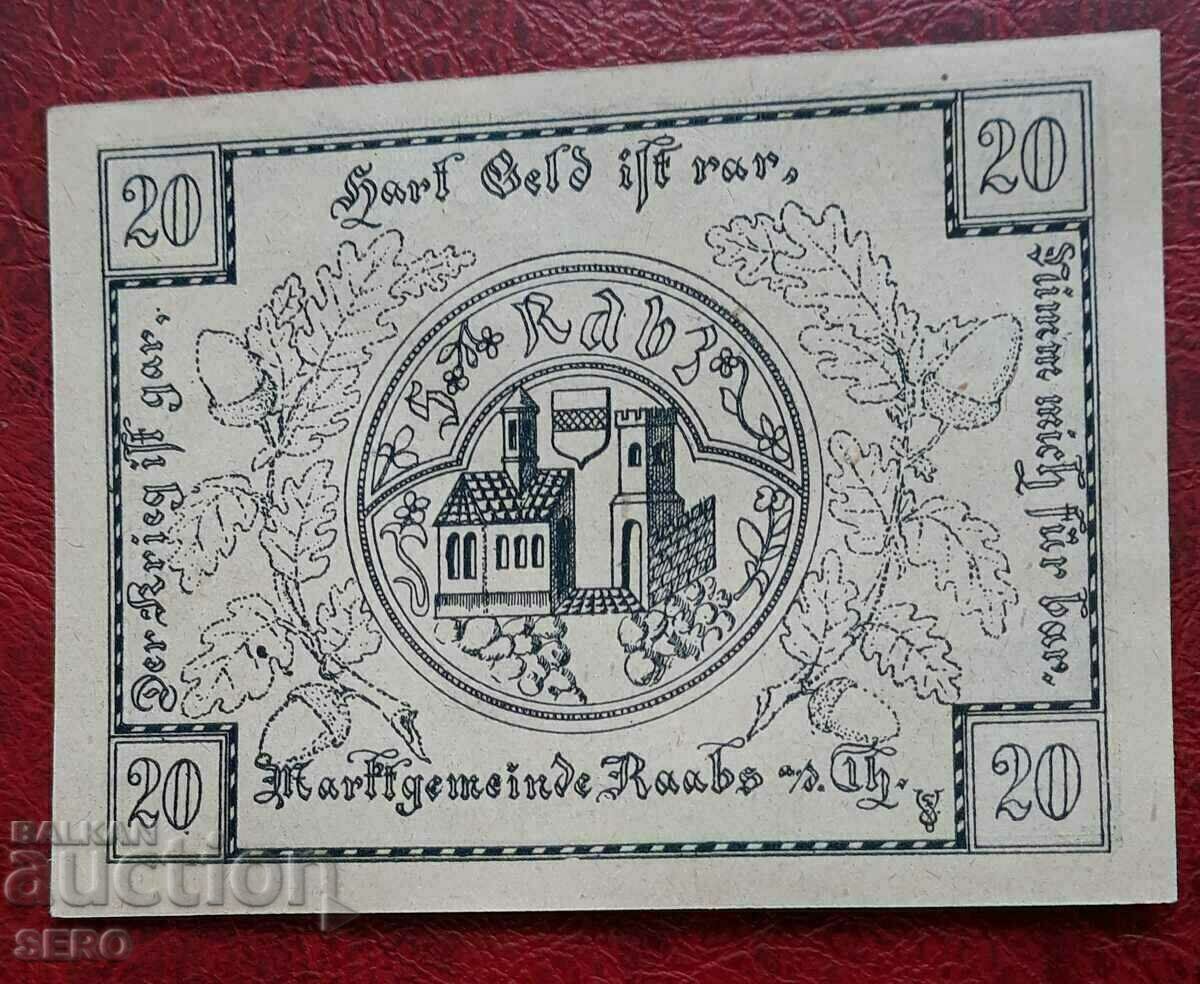Банкнота-Австрия-Д.Австрия-Раабс ан дер Тая-20 хелера 1920