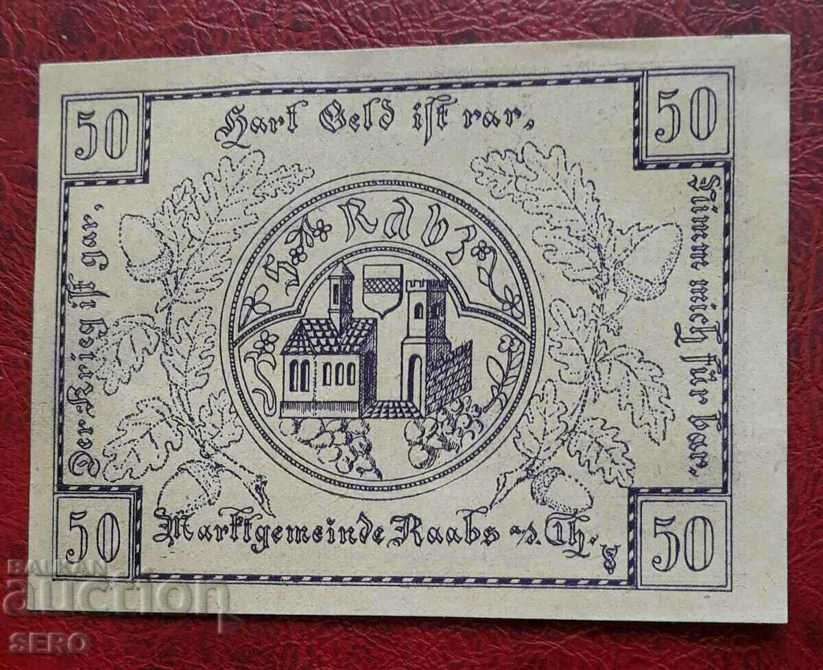 Банкнота-Австрия-Д.Австрия-Раабс ан дер Тая-50 хелера 1920
