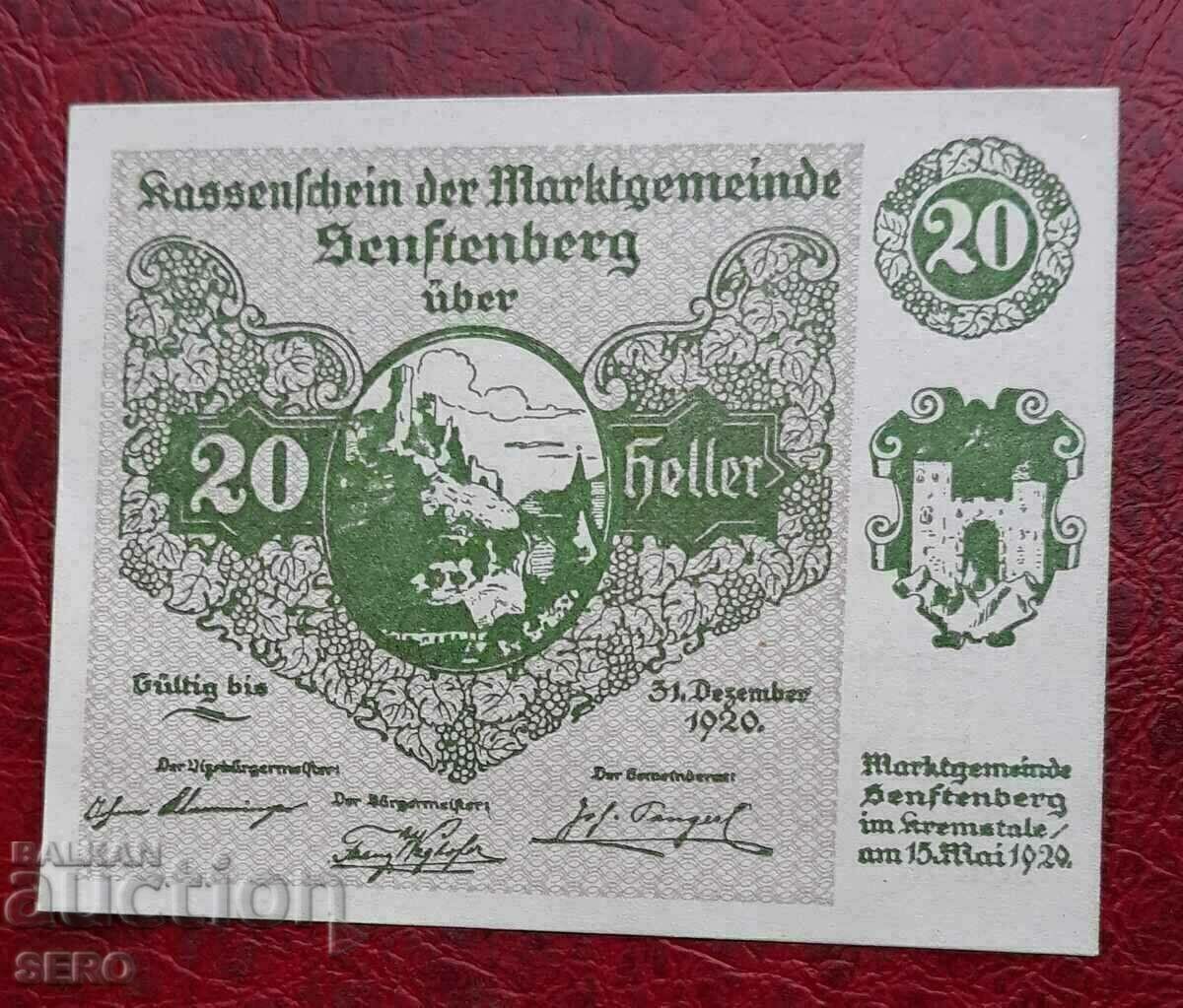 Банкнота-Австрия-Д.Австрия-Зенфтенберг-20 хелера 1920