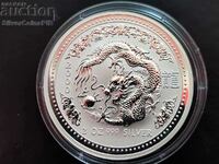 Argint 2 oz Anul Dragonului 2000 Australia lunară