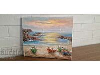 Gorgeous sea painting - oil on canvas, 27cm/ 22cm