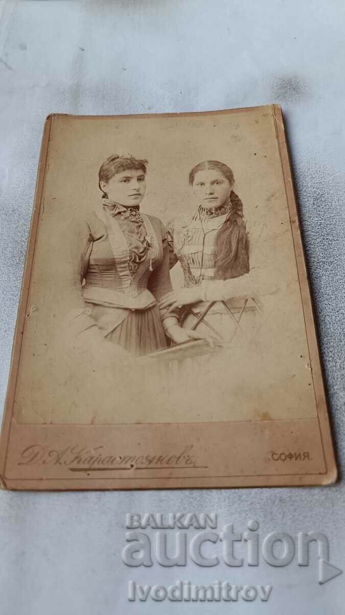 Fotografie Două fete tinere 1890 Carton