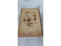 Fotografie Două fete tinere 1890 Carton
