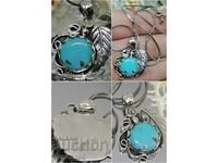 Beautiful sterling silver neck necklace with turquoise Navajo style