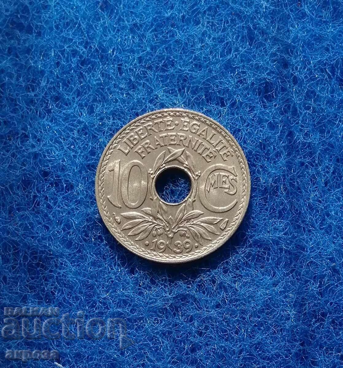 10 centimes Franta 1939- necirculat