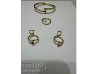 Women's "Piron" set of 585 gold: bracelet+ring+earrings.