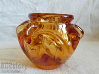 Bonbonniera solid glass with amber color handmade