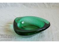 Small ashtray colored green glass handmade