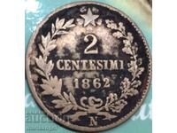 Italia 2 centesimi 1862 N - Napoli Victor Emmanuel II