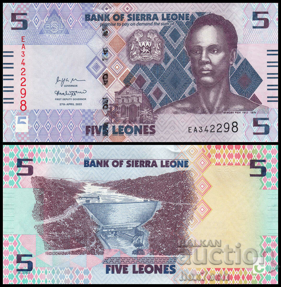 ❤️ ⭐ Сиера Леоне 2022 5 леонес UNC нова ⭐ ❤️