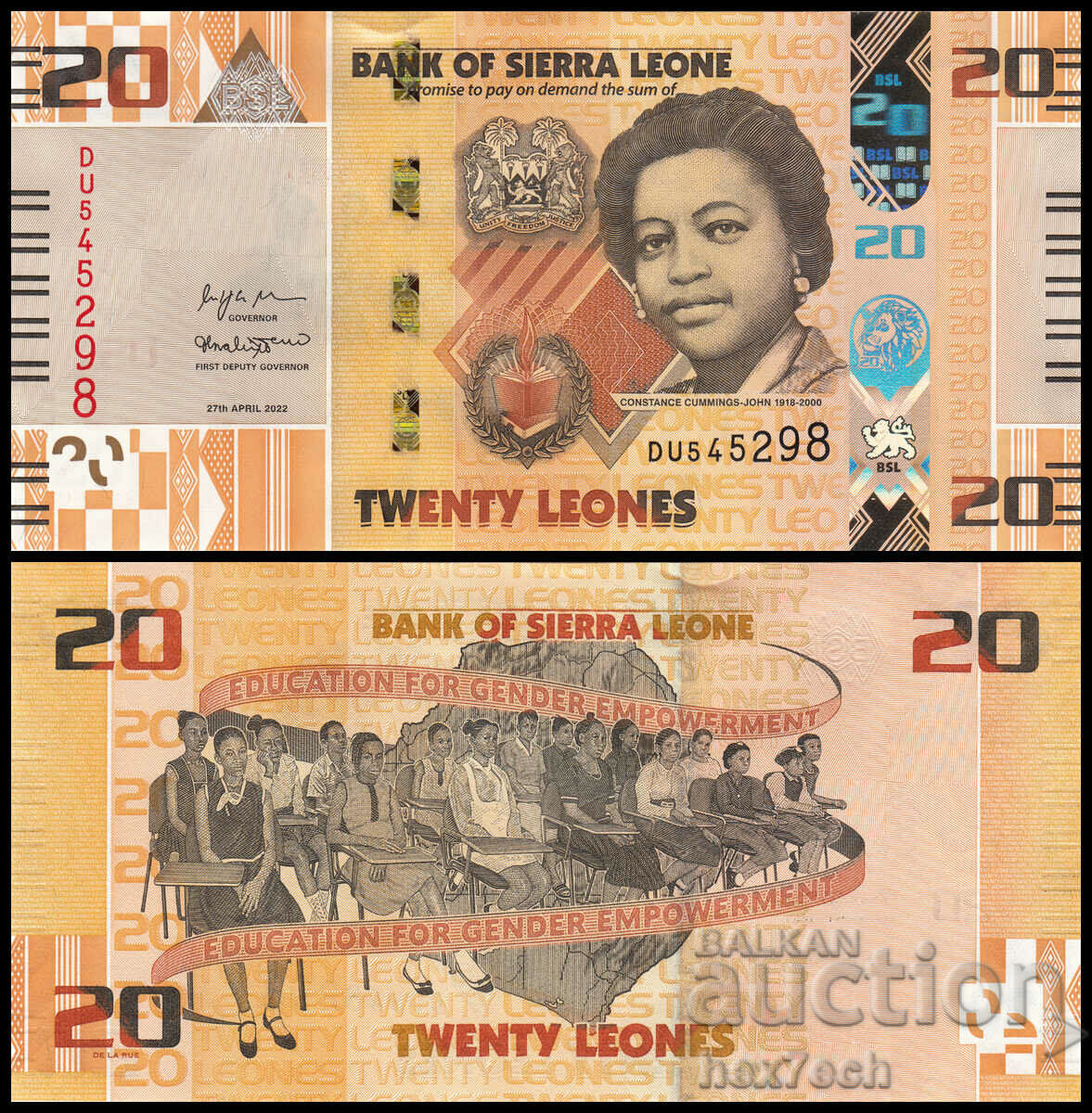 ❤️ ⭐ Сиера Леоне 2022 20 леонес UNC нова ⭐ ❤️
