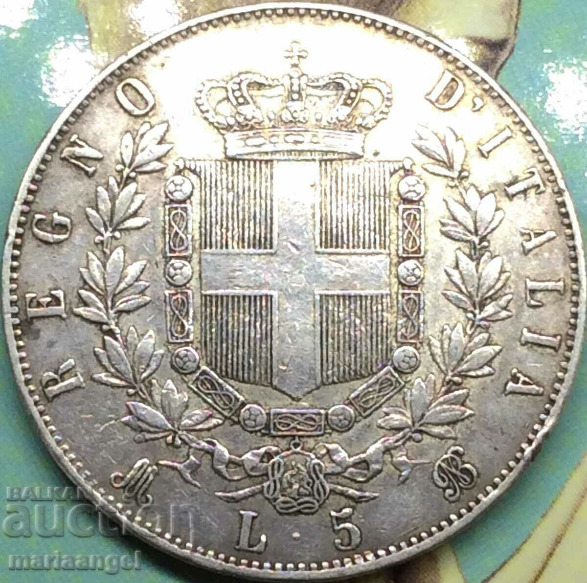 5 лири 1871 Италия Taлер 25г 37мм сребро