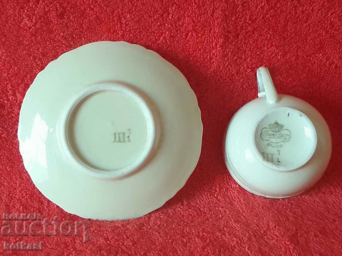 Auction Old porcelain double set Moka cup saucer Bareuther German Auction Old porcelain double set Moka cup saucer Bareuther German
