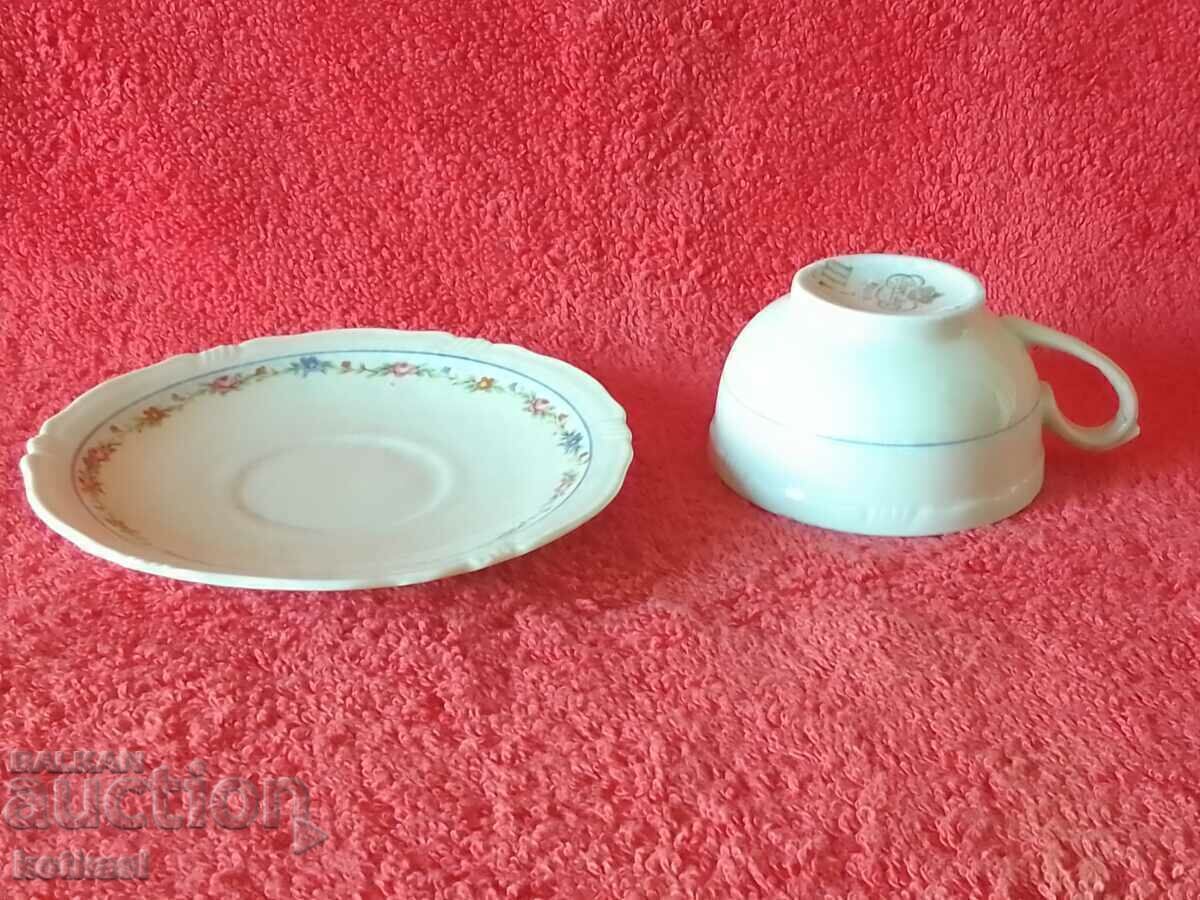 Old porcelain double set Moka cup saucer Bareuther German - 6 Old porcelain double set Moka cup saucer Bareuther German - 6