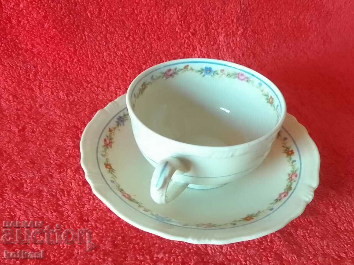 Old porcelain double set Moka cup saucer Bareuther German - 7 Old porcelain double set Moka cup saucer Bareuther German - 7