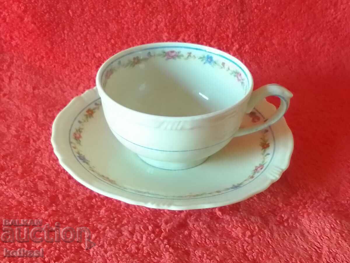 Old porcelain double set Moka cup saucer Bareuther German Old porcelain double set Moka cup saucer Bareuther German