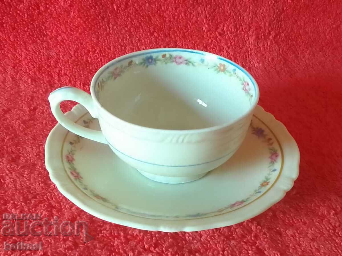 Old porcelain double set Moka cup saucer Bareuther Germany - 6