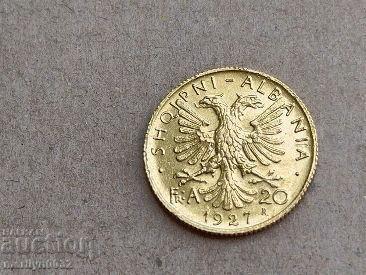 20 franci 1927 Albania Amet Zogu aur 6,45 900/1000 - 6