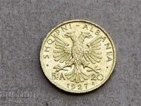 20 franci 1927 Albania Amet Zogu aur 6,45 900/1000