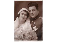 Παλαιά φωτογραφία Βασιλικός Αξιωματικός Παραγγελίας Γάμος ομοιόμορφων επωμίδων