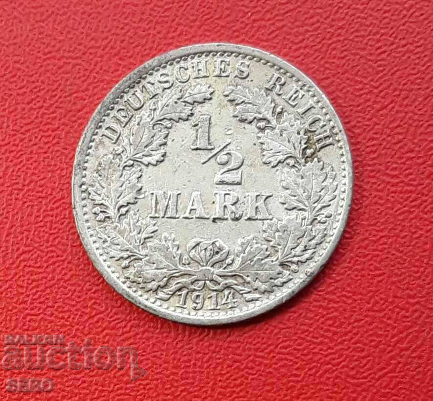 Germany-1/2 mark 1914 A-Berlin-ext. preserved
