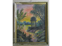 Картина акварел Романтичен пейзаж 1942 г. Н. Енев, запазена