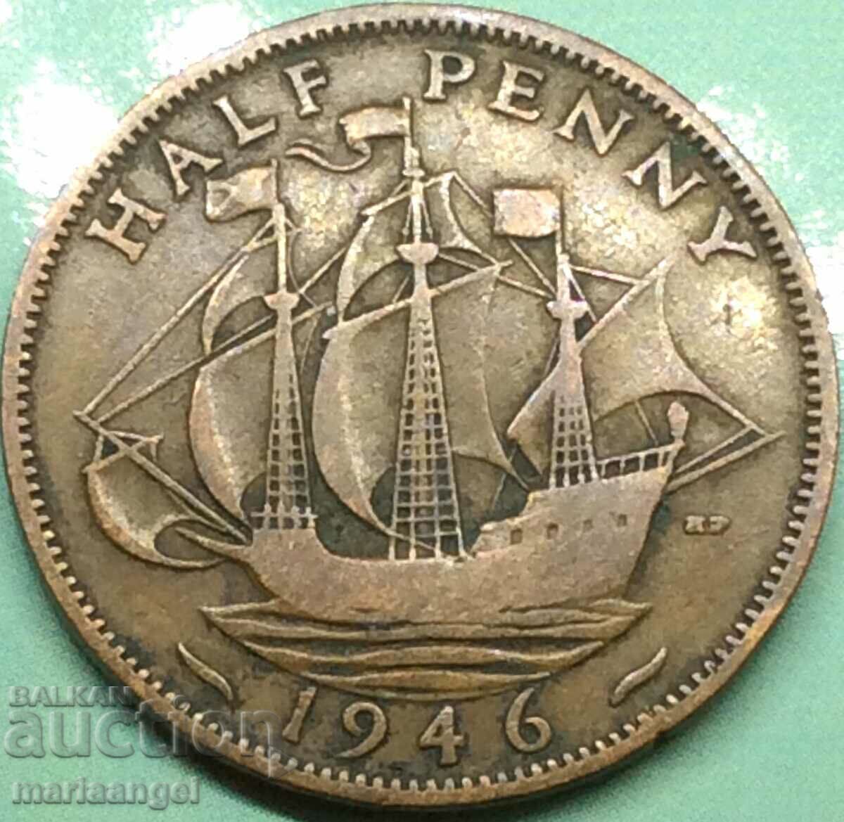 Marea Britanie 1/2 (jumătate) penny 1946 George VI