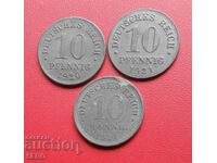 Germania-lot 3x10 pfennig 1920 și 2 buc. din 1921