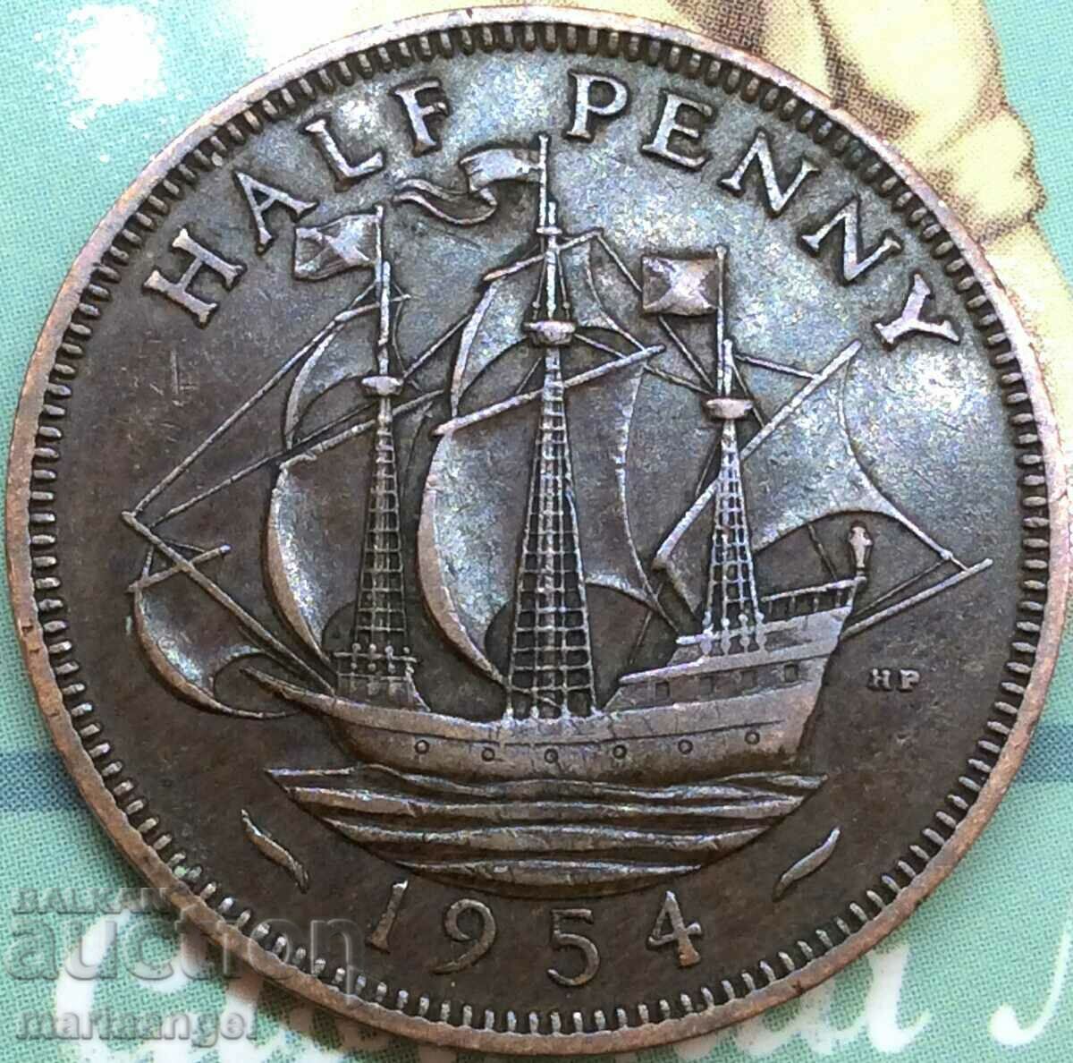 Marea Britanie 1/2 penny 1954 Elisabeta a II-a