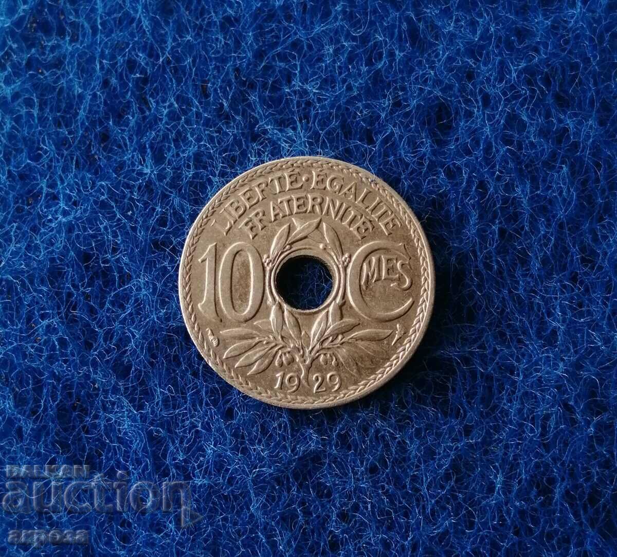 10 центимес 1929 Франция