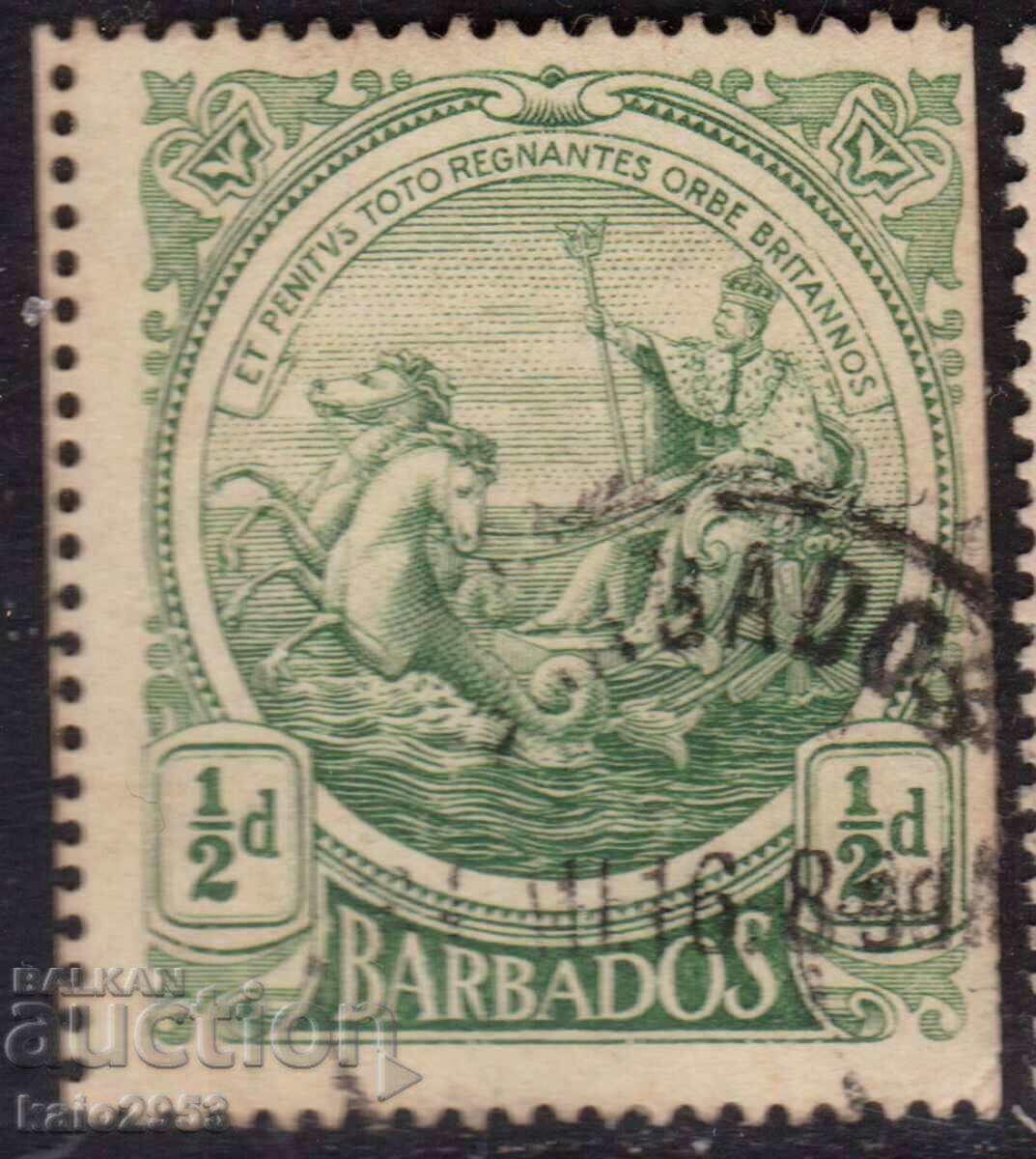 GB/Barbados-1916-Държ. Печат на колонията-"Британия",клеймо