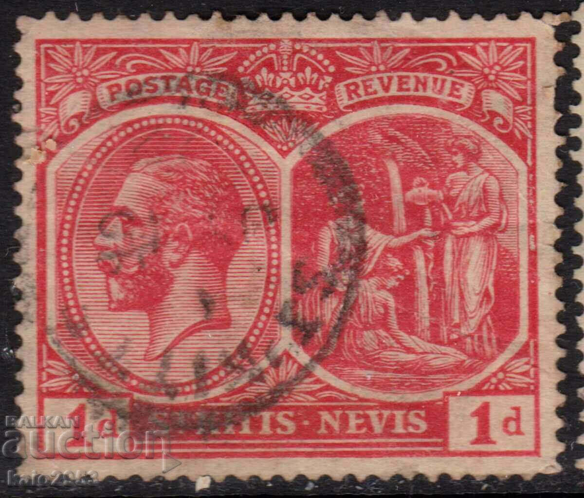 GB/St.Kitts Nevis-1918-Medallion-KG V+Columbus,stamp