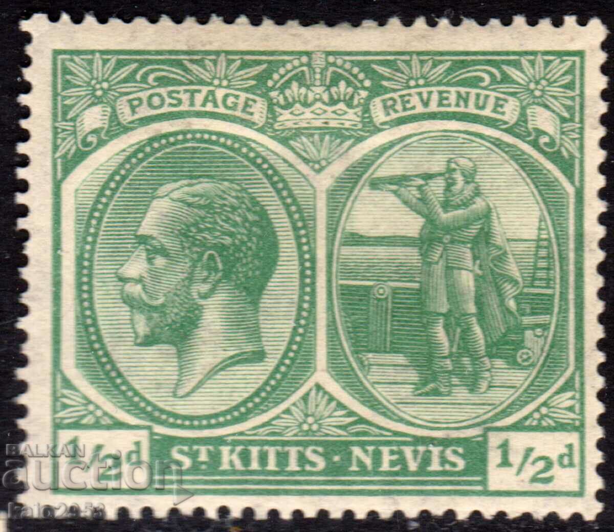 GB/St.Kitts Nevis-1918-Medallion-KG V+Columbus,MLH