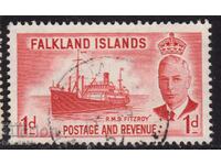 GB/Falkland Isl.-1952-Редовна-KG VI-Кораб Fitzroy,клеймо
