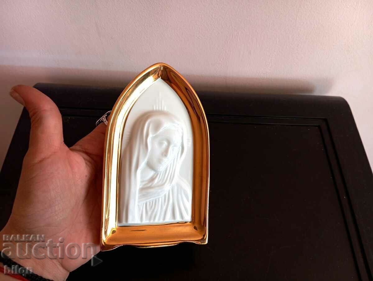 Licitație Mare icoană germană din porțelan cu auriu Licitație Mare icoană germană din porțelan cu auriu