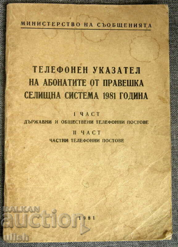 1981 Τηλεφωνικός Κατάλογος Pravets and the Settlement System