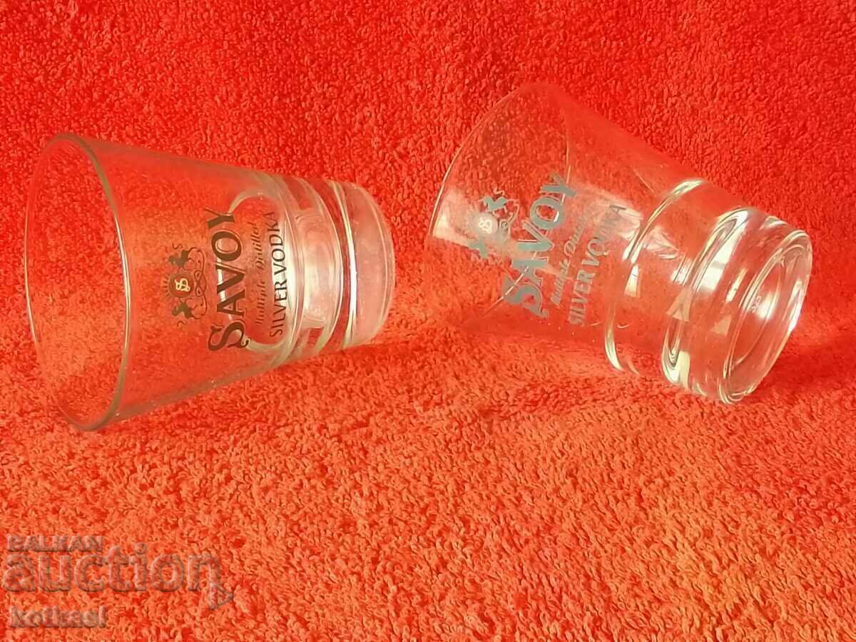 Lot 2 pcs. glass glasses Vodka SAVOY SILVER VODKA - 5 Lot 2 pcs. glass glasses Vodka SAVOY SILVER VODKA - 5