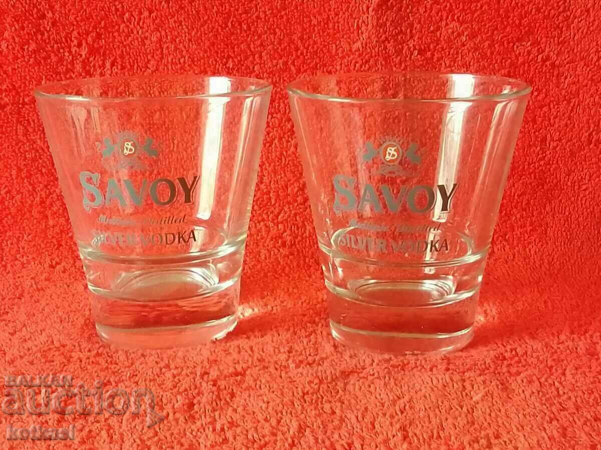Lot 2 pcs. glass glasses Vodka SAVOY SILVER VODKA Lot 2 pcs. glass glasses Vodka SAVOY SILVER VODKA